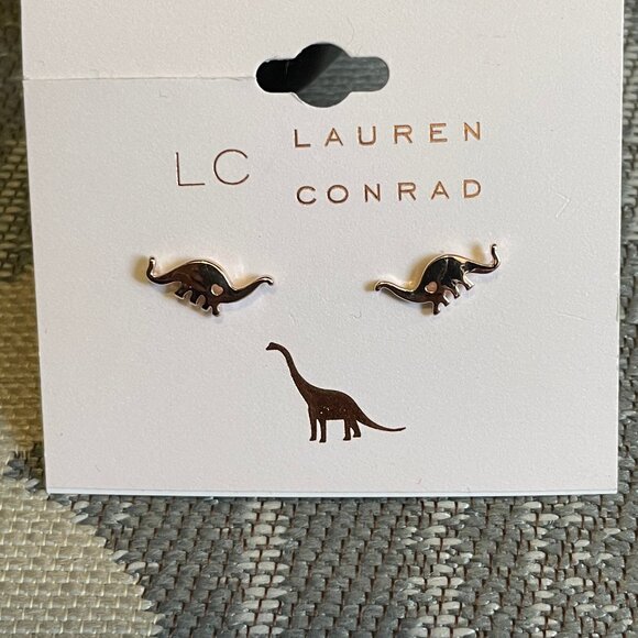NWT Lauren Conrad Dinoasaur Rose Gold Earrings - Picture 3 of 5